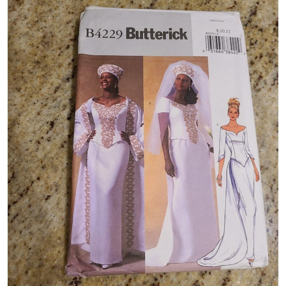 Butterick B4229 Wedding Dress Sewing Pattern 8-10-12 Uncut. African American